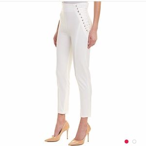 Gracia White High Waisted Side Lace Up Pant NWT S
